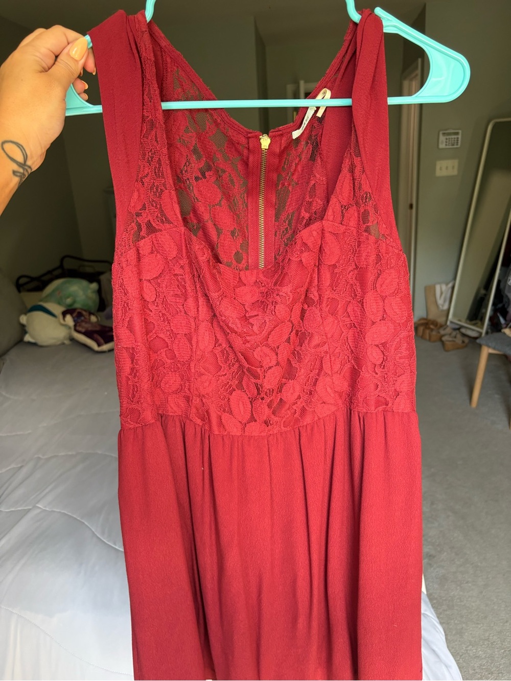 Kimchi Blue Red Lace Bodice Dress
